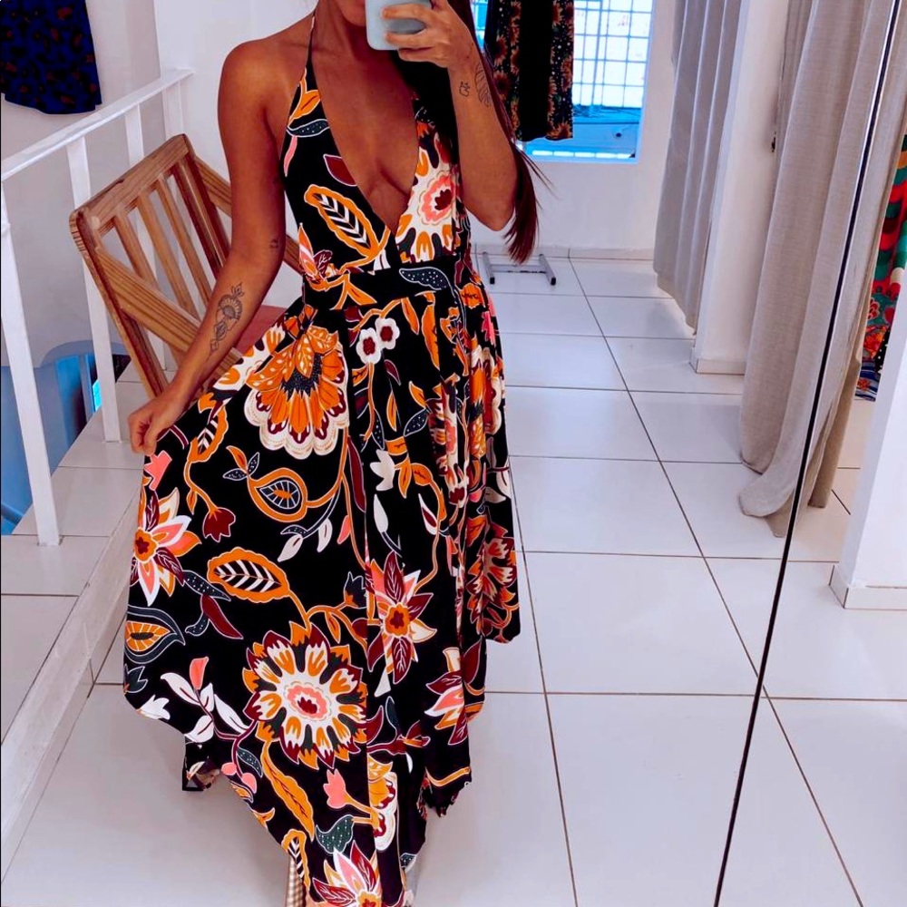 COPY - Floral Maxi Dress in Viscose Size  Medium.